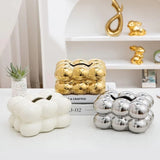 Ceramic Tissue Box in White on Desk